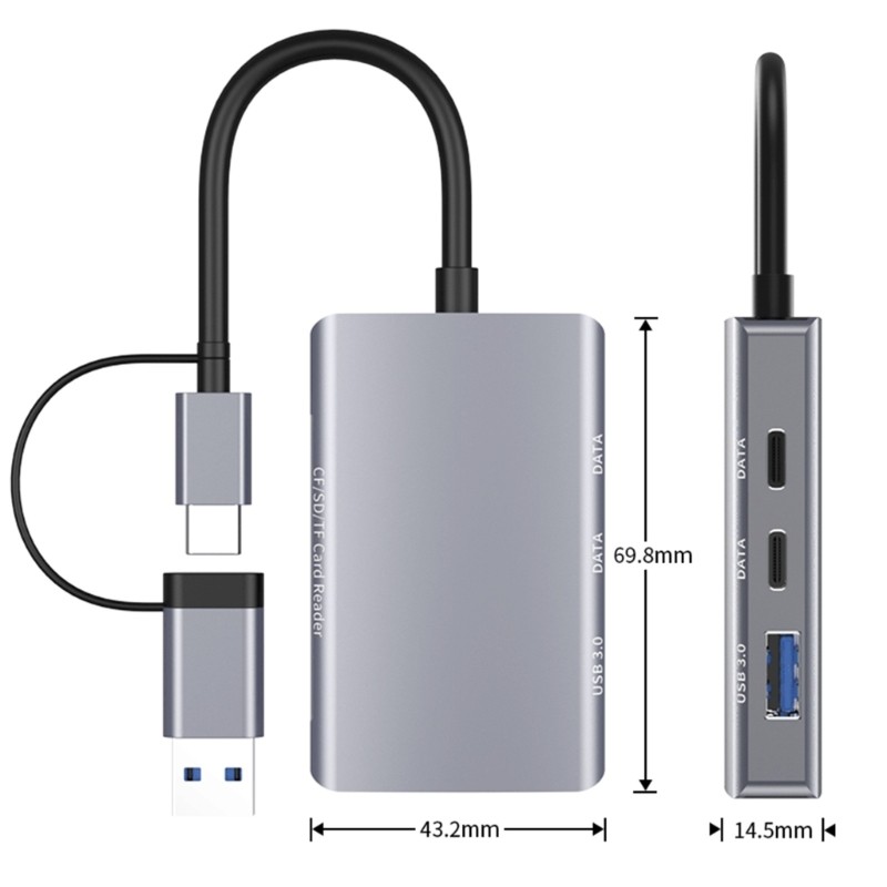USB3.0 Type C Adapter TF Card Reader Fast Speed Data Transfer Durability