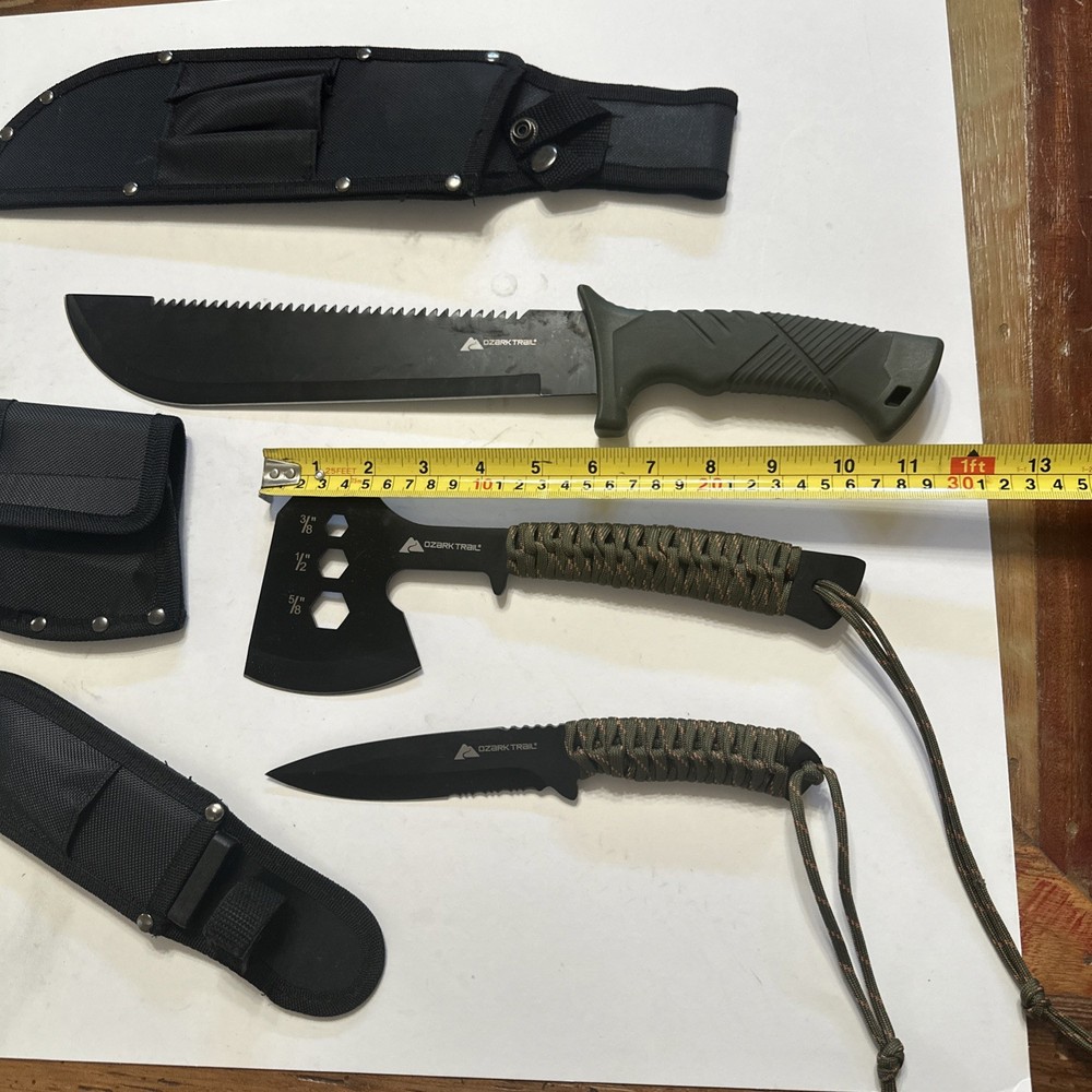 New Ozark Trail Camping Set Machete Axe Knife Combo