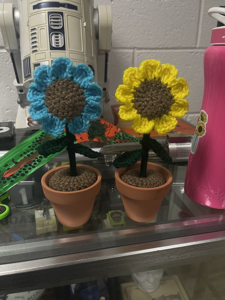 Crocheted Flower/Sunflower In A Pot