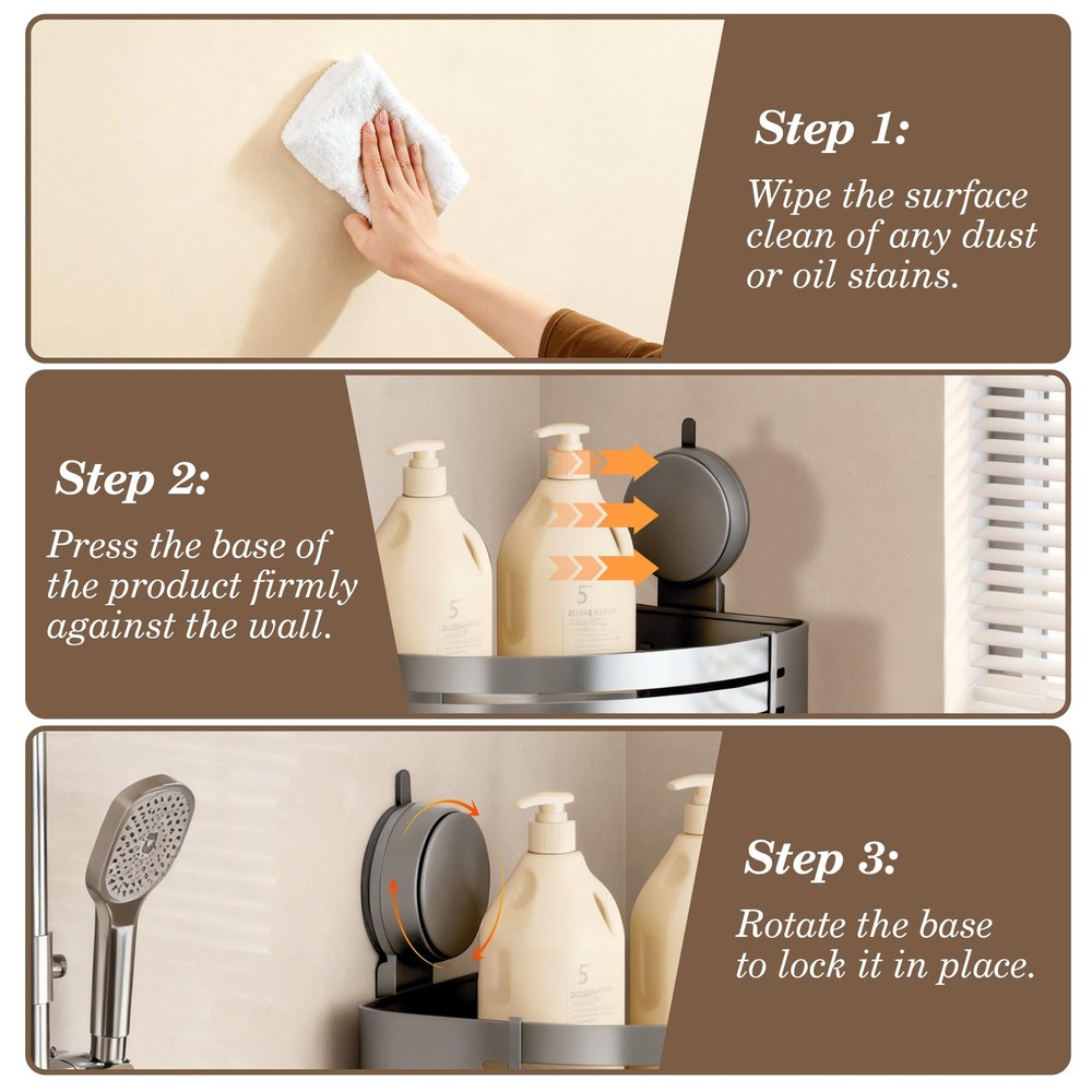 Structoline Corner Shower Caddy Bathroom Organizer（2-Pack Cream White）,No-Dri...