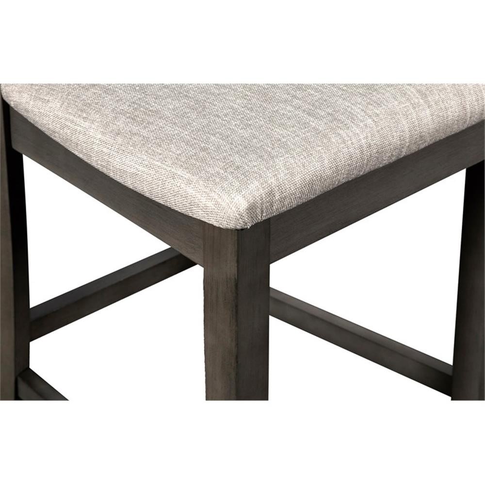 Pemberly Row Solid Wood Counter Drop Leaf Table W / 2 Chairs in Gray