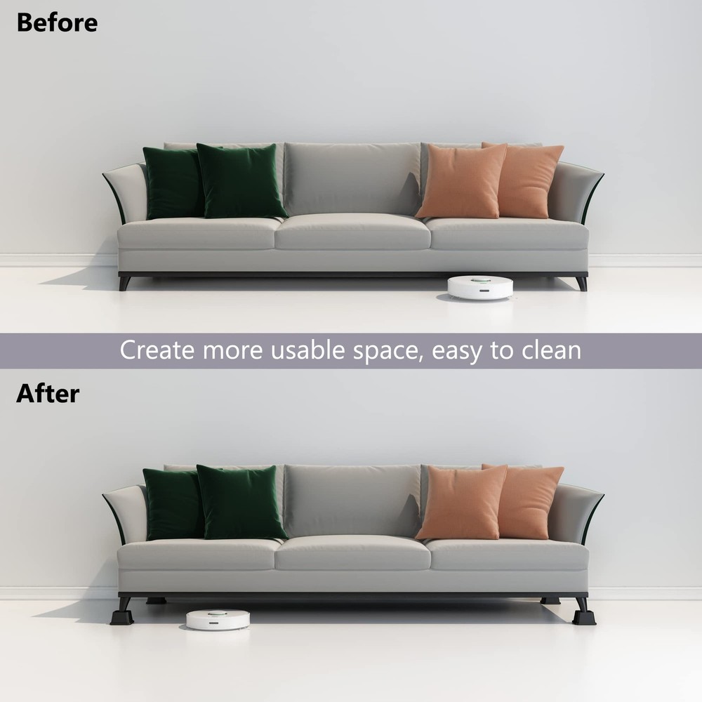 3 Inch Bed Risers for Sofa Table, Heavy Duty Elevators, 4 Pack, Black