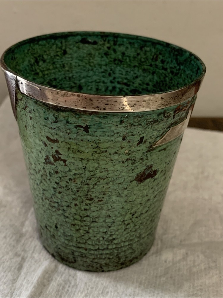 Peruvian Style 925 Sterling Silver/Copper Inka Mayan Aztec Vessel Cup
