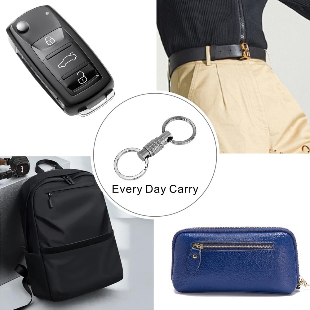 Noopel Quick Release Keychain 1 Pack, Titanium Key Ring Detachable Heavy Gray