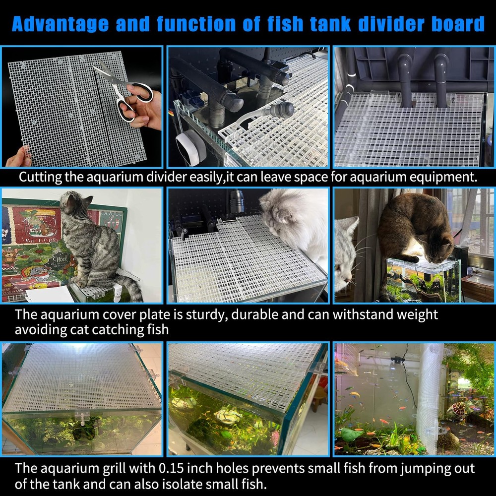 Adjustable Aquarium Fish Tank Divider Filter Bottom DIY Plastic Grid Fish Tan...
