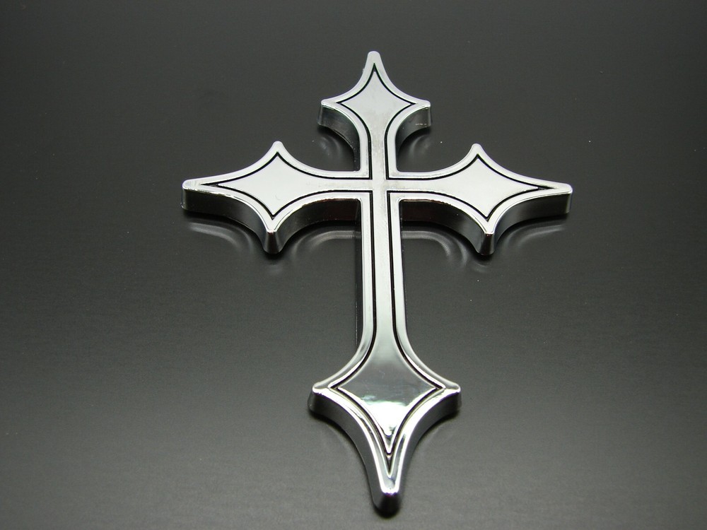 (2) CHRISTIAN HOLY CROSS 3D EMBLEMS STICKERS DECAL.RELIGIOUS CAR EMBLEMS DECALS