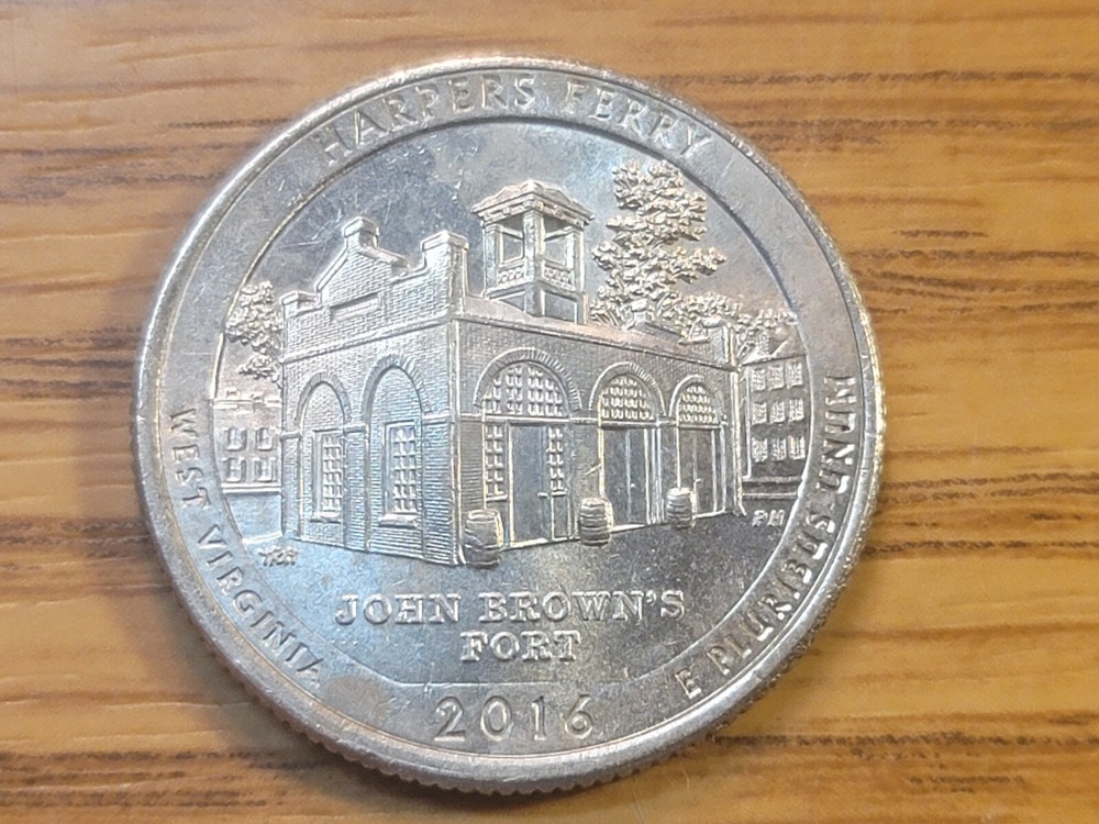 2016 P WDDR-025 Harpers Ferry ATB Quarter Doubled Die Reverse Mint Error.