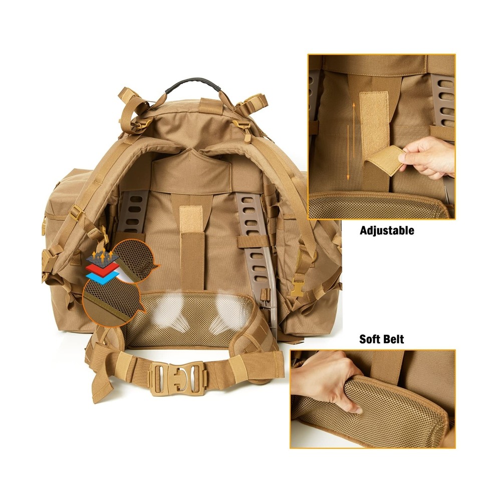 Military Backpack Army Rucksack for men, MOLLE 2 Medium Assault Pack with Ext...