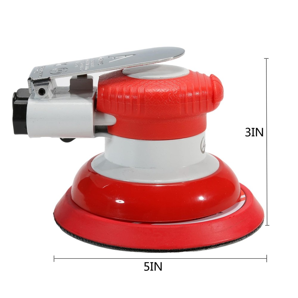 Air Random Orbital Sander, 5" Dual-Action, PSA & Hook/Loop