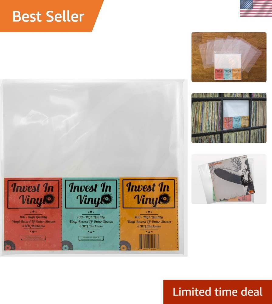 3 Mil Clear Vinyl Record Sleeves - 100 Pack