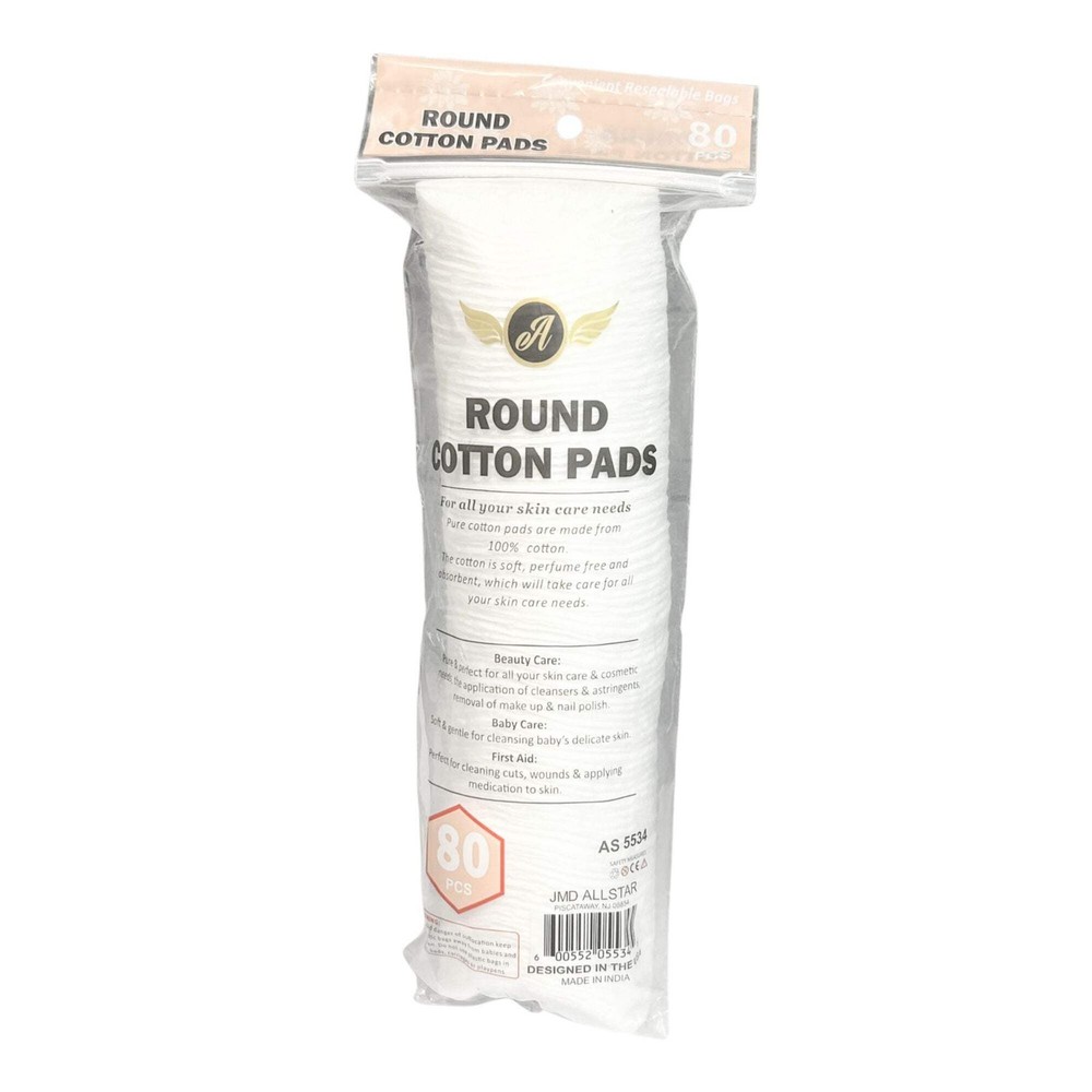 Round Cotton Pads – Soft & Absorbent – 80 Count