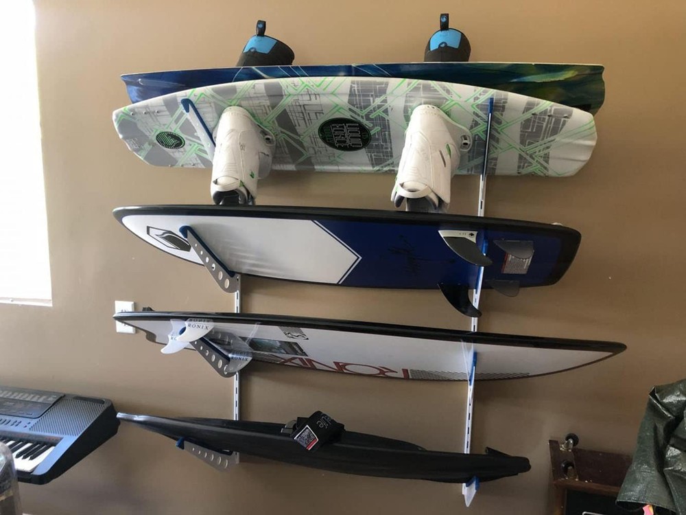 Adjustable Wakeboard Storage Rack – Wall Mount 4 Level Display, Heavy Duty Wa...