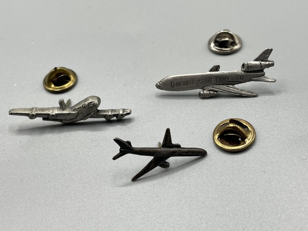 3 Vintage Airplane Lapel Pins