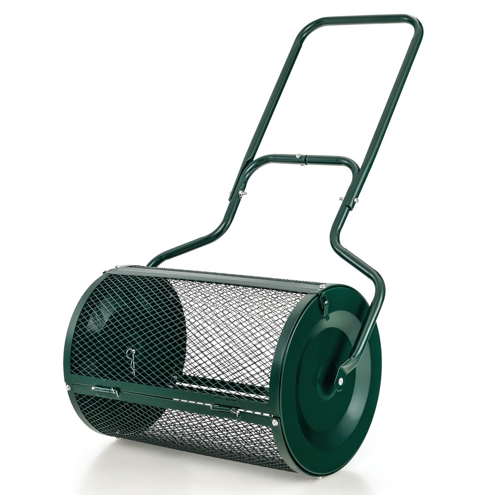27" Compost Spreader Peat Moss Spreader Heavy Duty Garden Metal Mesh Roller