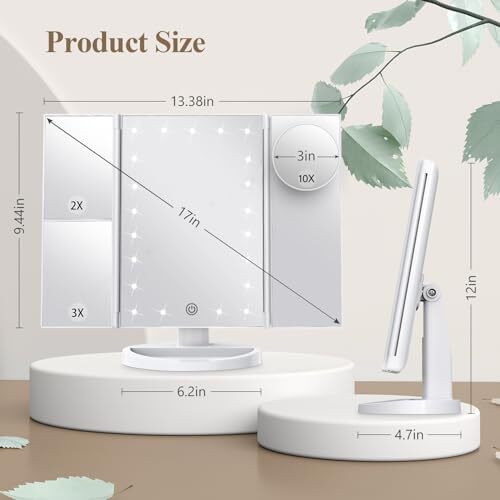 Makeup Mirror Vanity Mirror with Lights, 2X 3X 10X Magnification, Lighted White