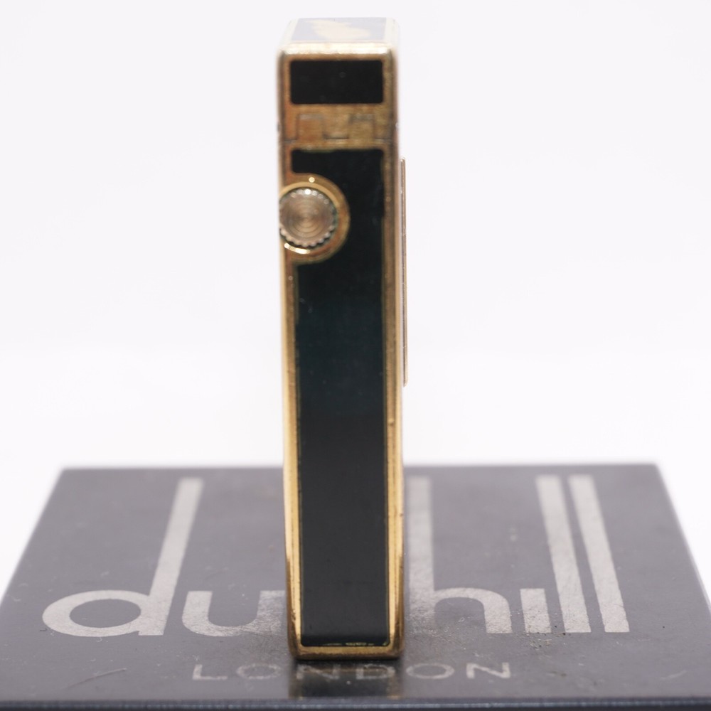 Dunhill Lighter Gold/Black_ With Gold Leaf_Ultrasonically Cleaned_WORKING