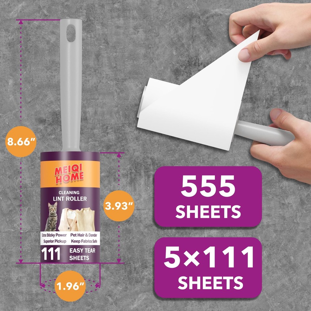 Lint Rollers for Pet Hair Extra Sticky 555 Sheets Mega Value Set Lint Roller