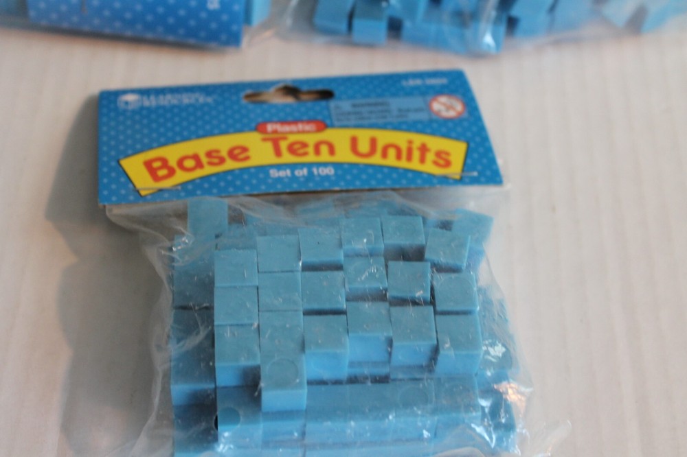 Learning Resources Blue Plastic Base Ten Blocks for Math Manipulatives