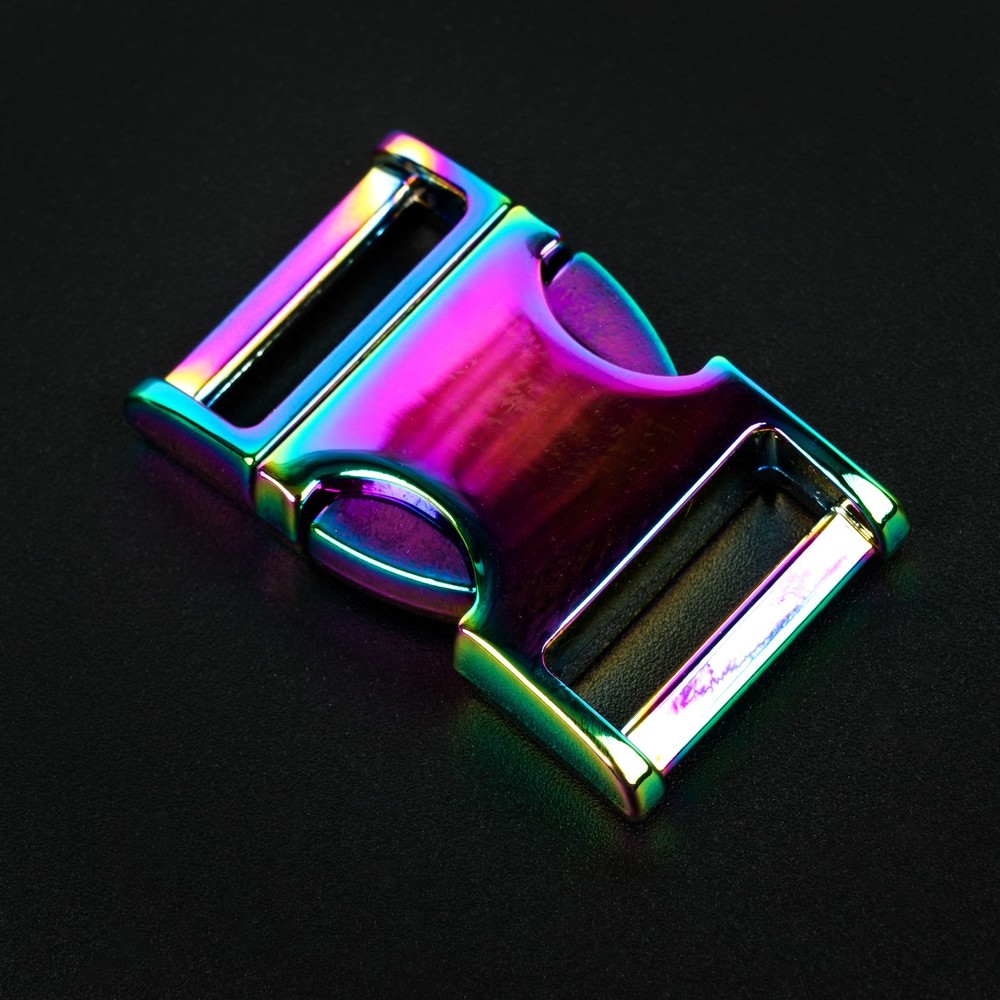 5/8 Inch Iridescent Rainbow Convex Non Adjustable Side Release Buckles, 10 Pack