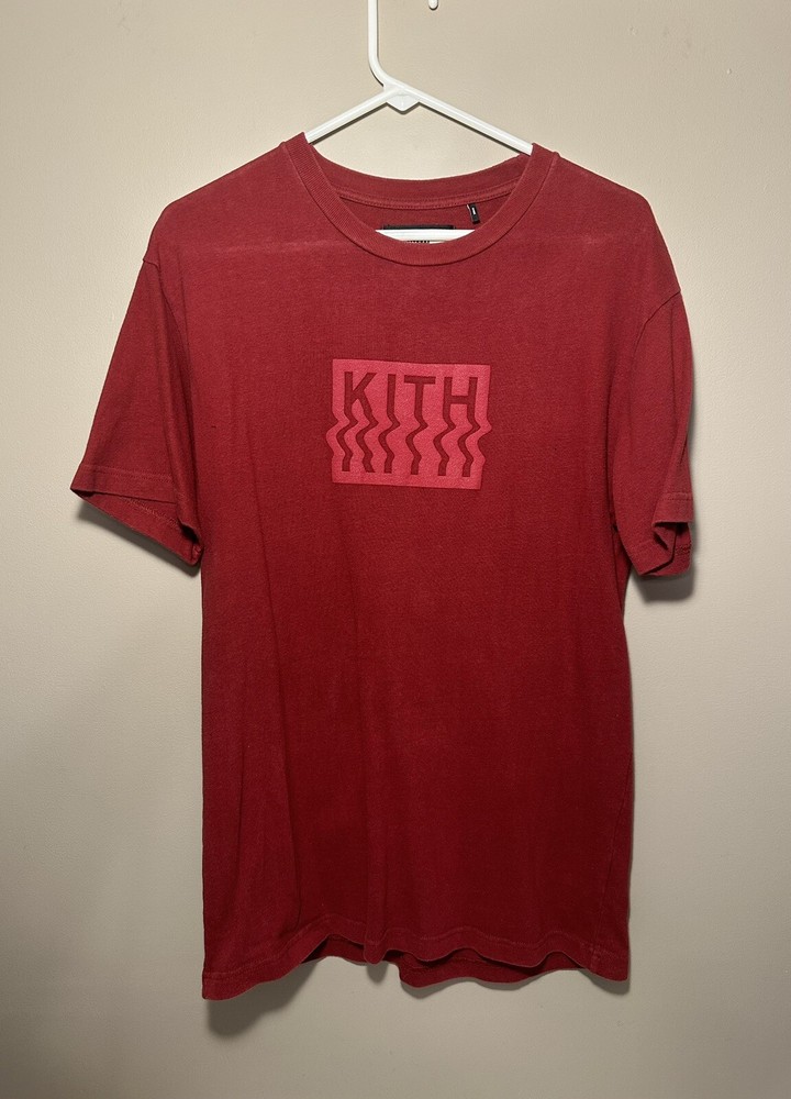 Kith Warp Logo Tee SS18 Red Medium M Preowned *Rare* 🔥🔥