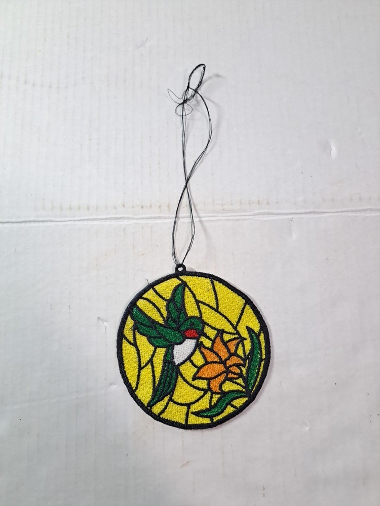 Embroidered Hummingbird Pattern Design Faux Suncatcher