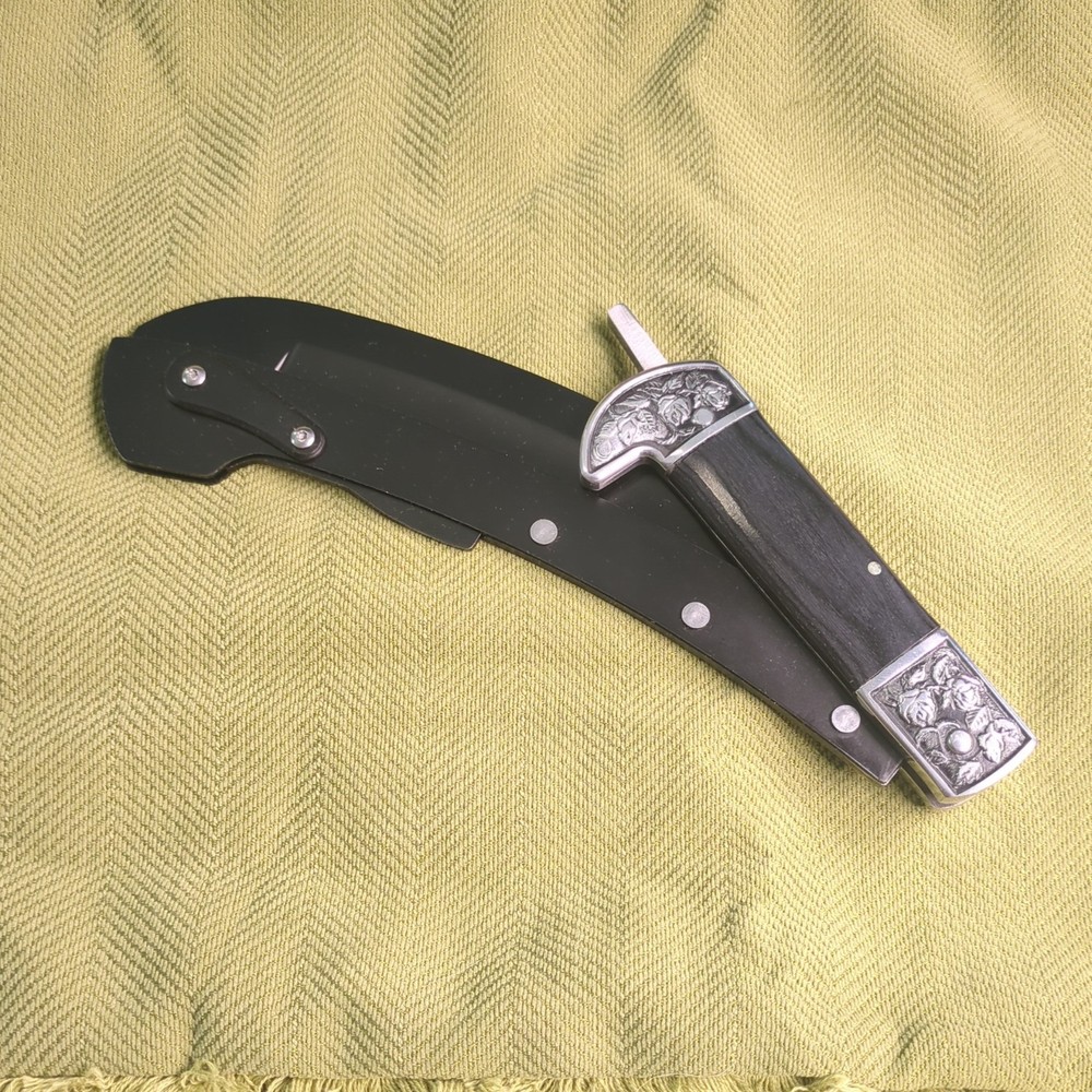 Valhalla Black Folding Sickle. Wooden Handle. Nylon case.