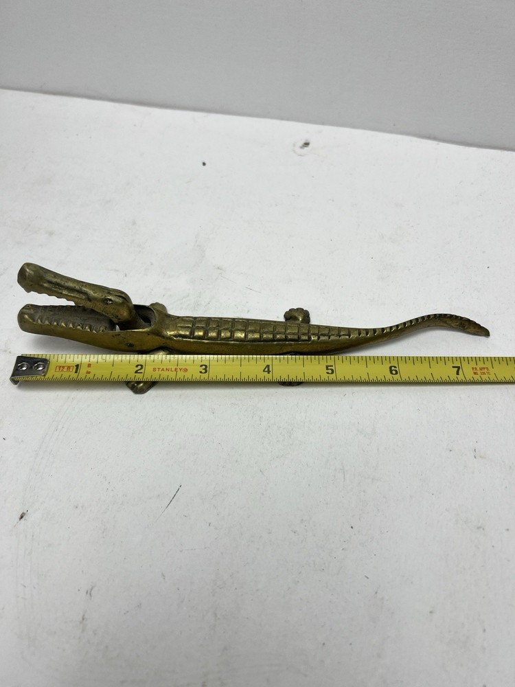 SOLID BRASS Alligator/CROCODILE Nutcracker Vintage MID Century 8"