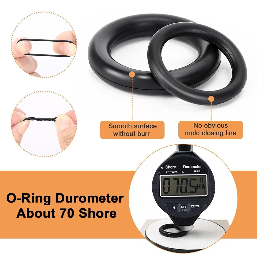 500 Pcs 20 Sizes O Ring Kit,Rubber O-Ring Assortment Kit, Rubber Black