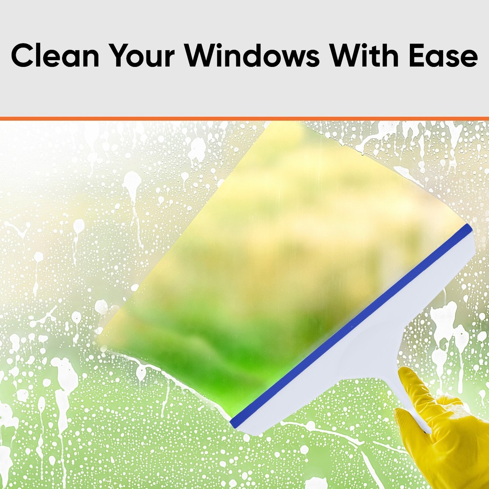 Superio 10" and 6"Window Rubber Squeegee with Hanging Loop, 2 pack Blue