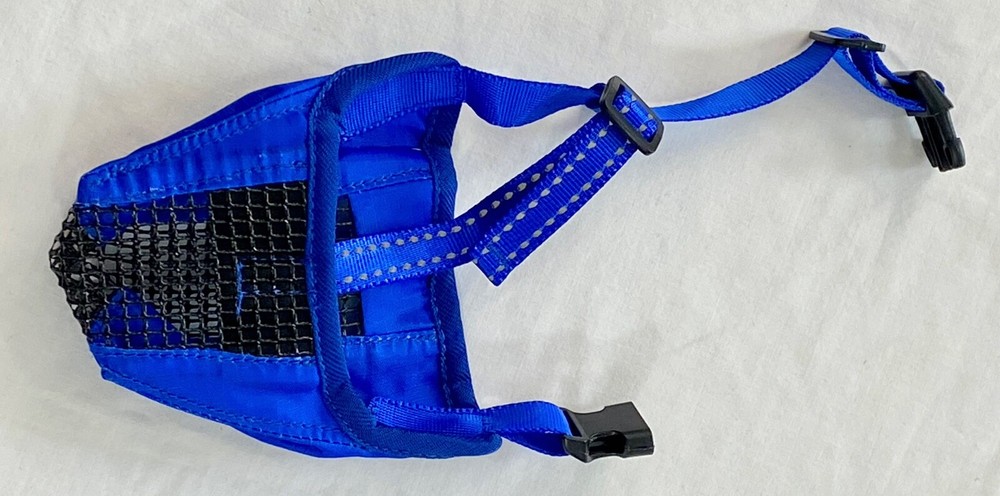 Marnonsis small dog muzzle blue adjustable strap breathable soft mesh