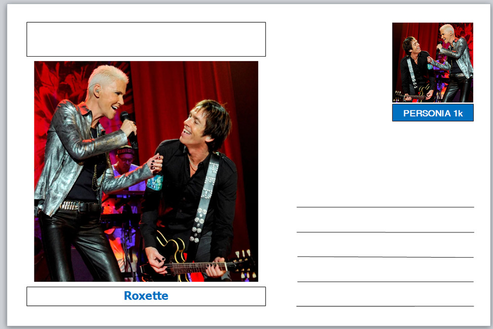Personalities - souvenir postcard (glossy 6"x4" card) - Roxette