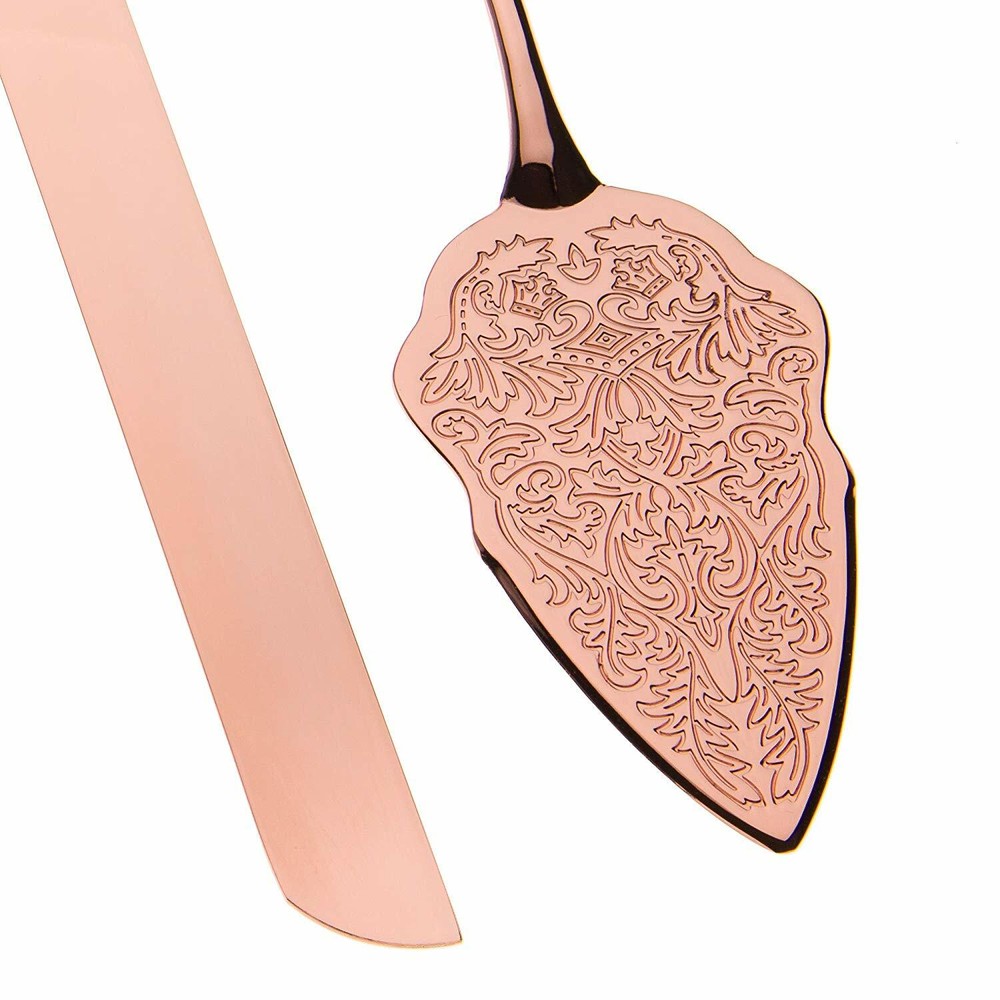 Cake Knife & Server Set, Cake Cutting Set for Wedding (Rose Gold)