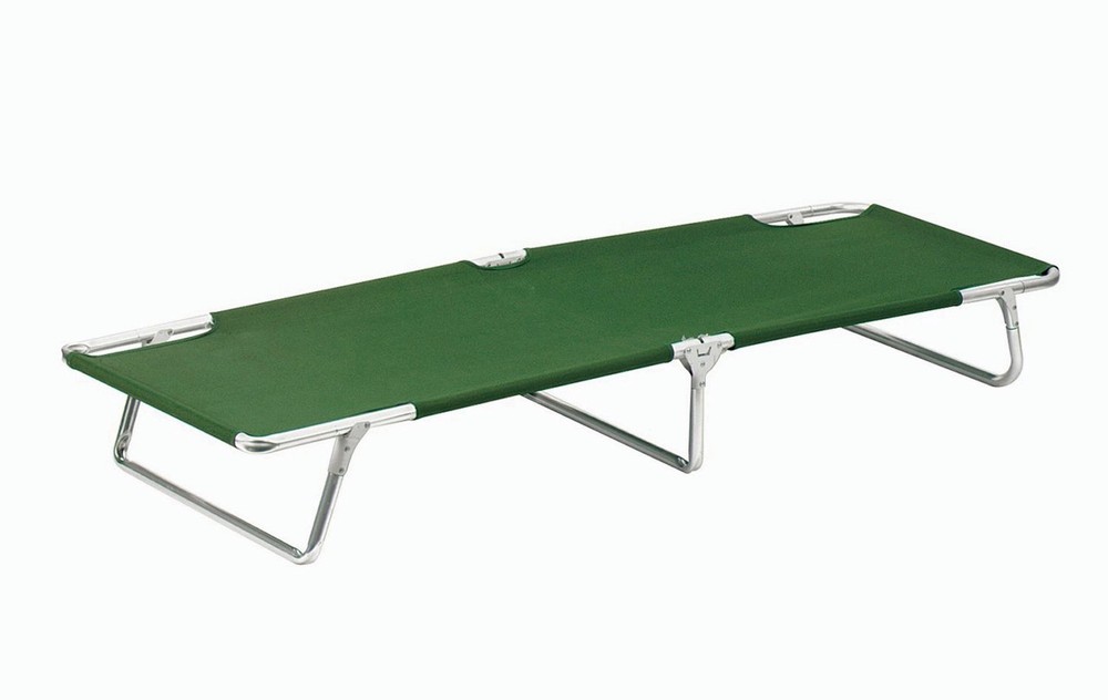 Sturdy Aluminum Camping Cot with Olive Green Nylon Material