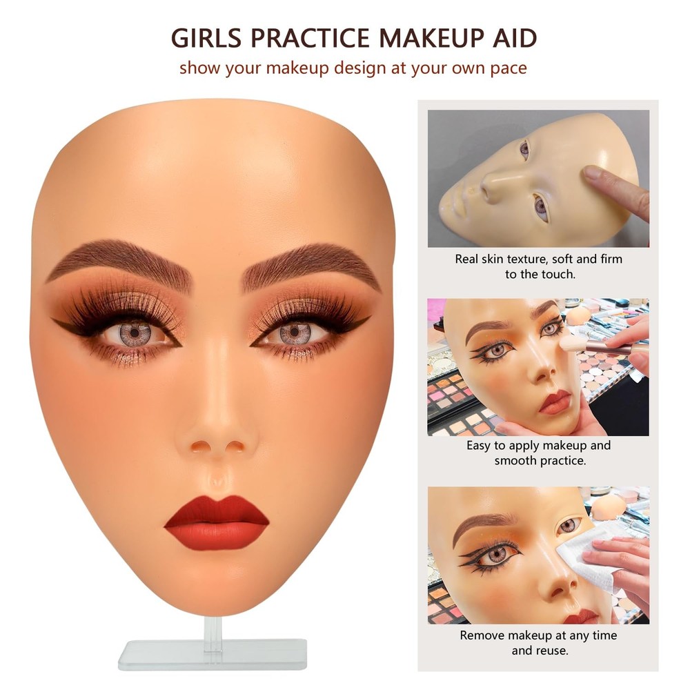 Makeup Practice Face, Makeup Mannequin Face with Makeup Practice Face Board, ...