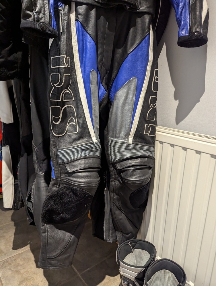 IXS Motorcycle 2-Piece Protective Leather Suit Blue,Silver,Black size 36