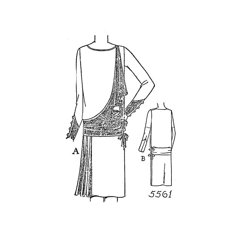 Past Patterns 5561 - Late 1920s Slightly Bloused Dress Sewing Pattern bust 36"