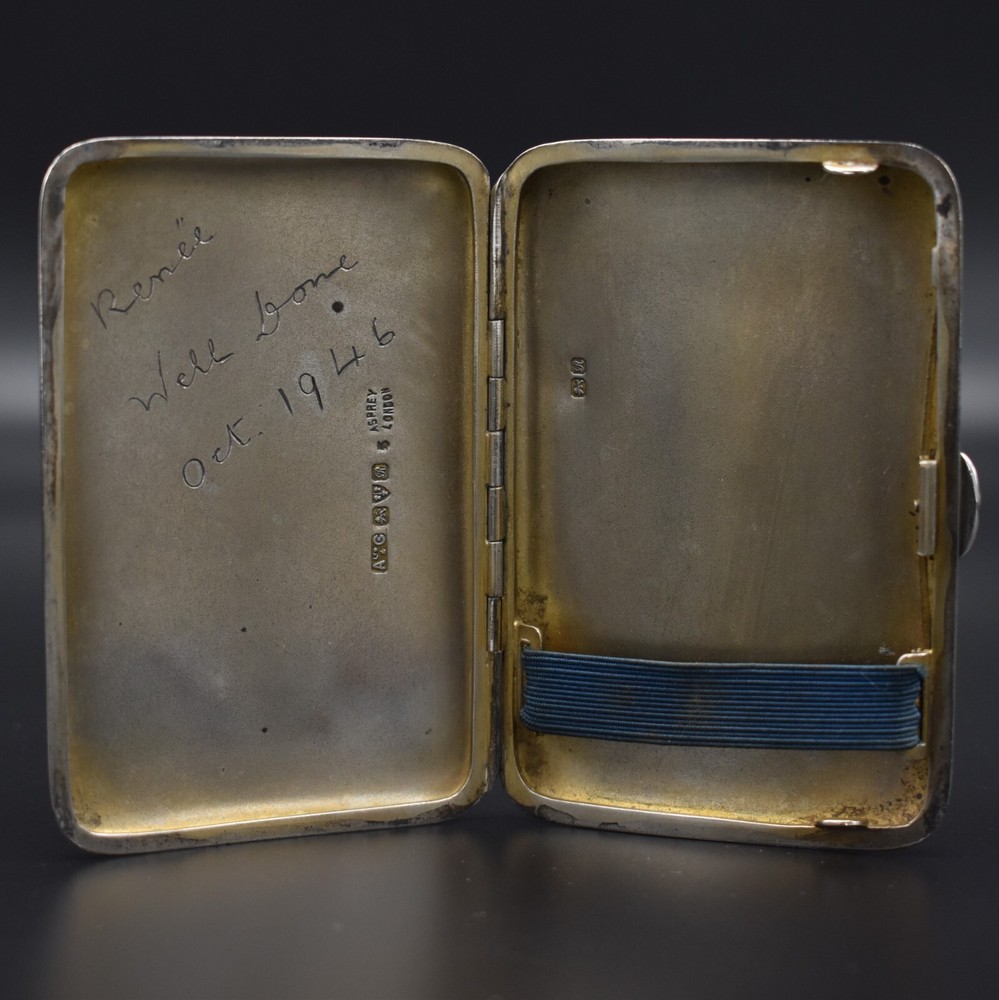 Antique Asprey Solid Silver Cigarette Case Ladies 1942