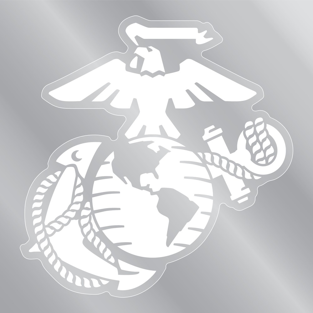 White USMC Eagle Globe and Anchor Logo Back Static Cling