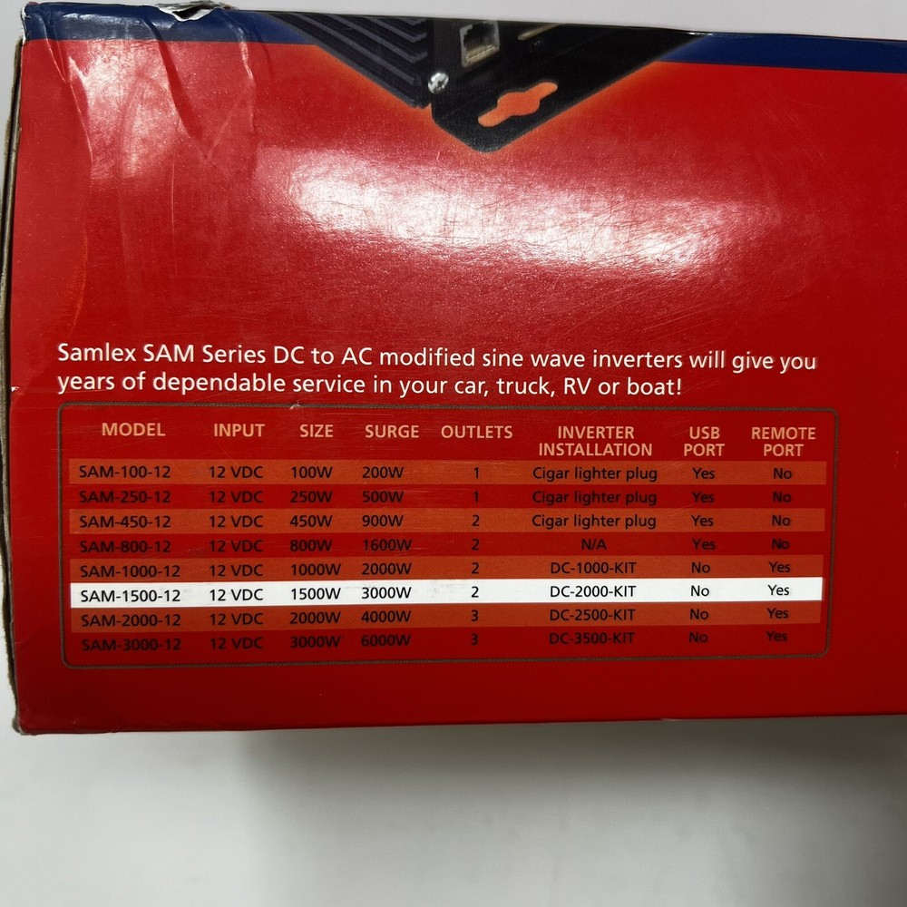 Samlex Power SAM-1500-12 Inverter 1500 Watt NEW