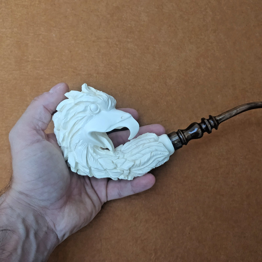 Big Size Eagle Head Meerschaum Pipe with Fitted Case