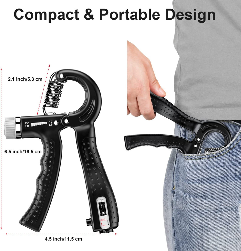 Hand Grip Strengthener 2 Pack Adjustable Resistance 10-130 Lbs Forearm Exer