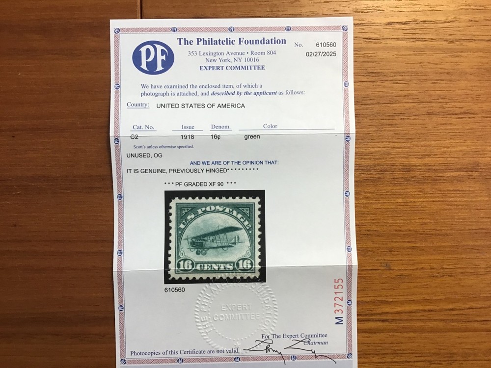 U.S. # C 2- MINT - VERY LIGHTLY HINGED - GRADED - SEE PHOTO