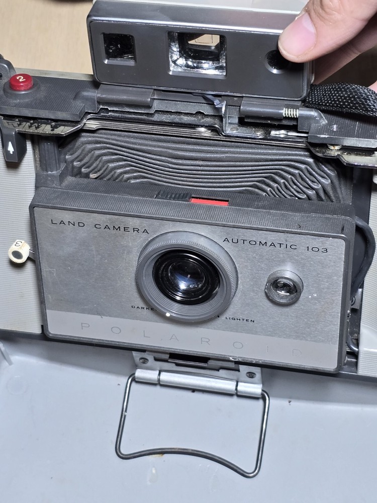 Vintage Polaroid Automatic 103 Folding Land Camera, Case, Strap & Accessories