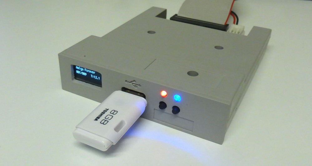 Amiga Gotek USB Floppy Emulator.   OLED Display.     Blue LED (White)
