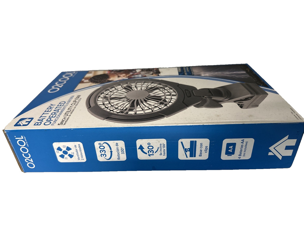 O2COOL 5-inch Battery-Powered Clip Fan Adjustable Rotating Function AA Battery