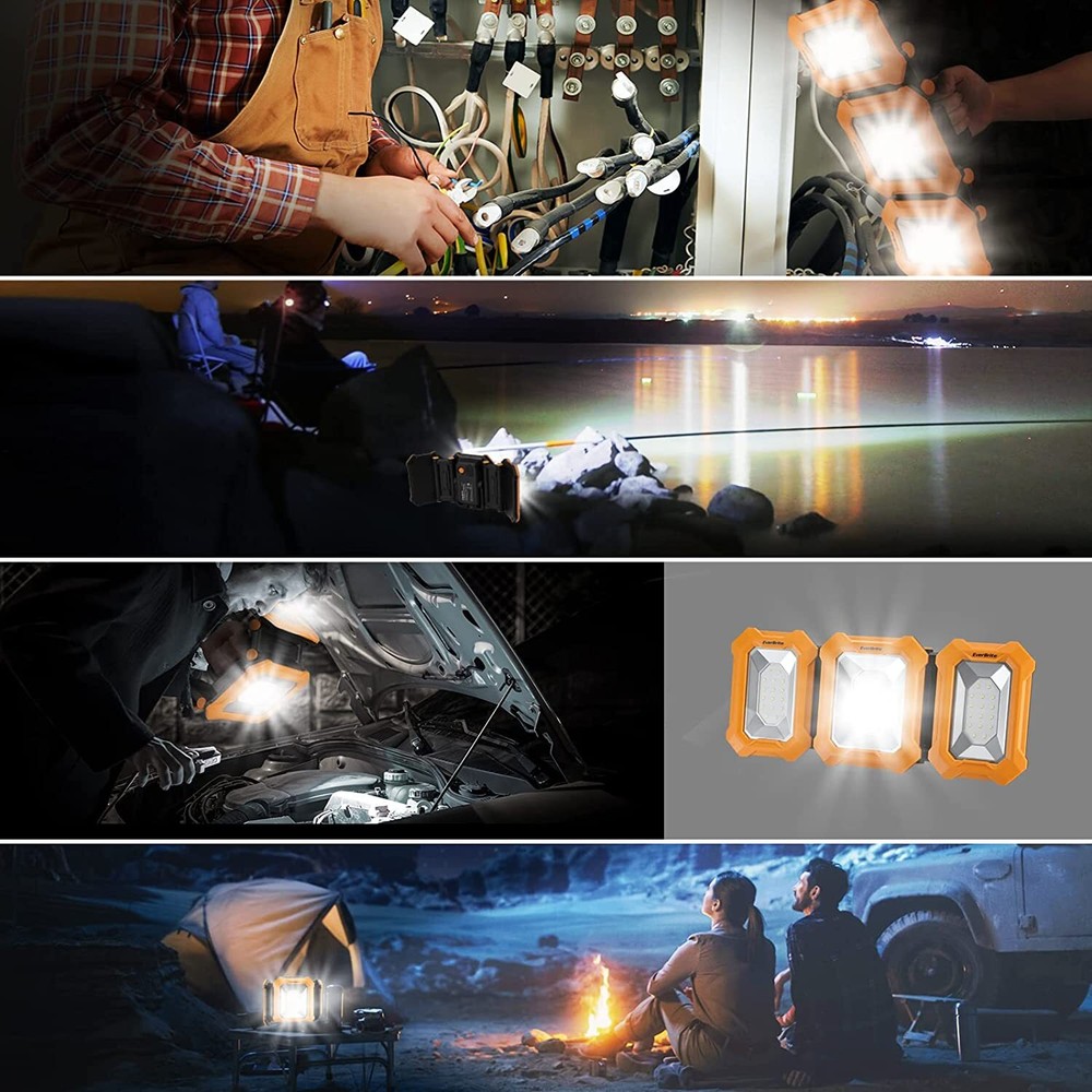 EverBrite LED Rechargeable Work Light 3000LM Folding Portable 7800mAh Capacity