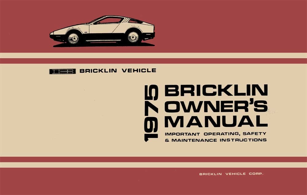 1975 Bricklin Owners Manual User Guide Reference Operator Book