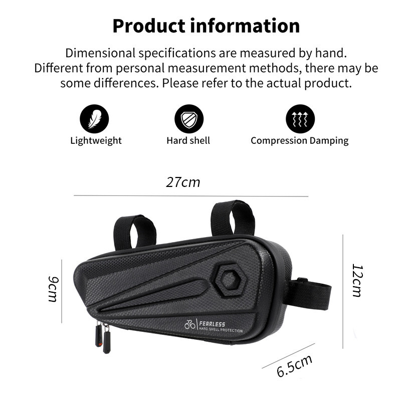 WEST BIKING Waterproof Bicycle Frame Bag Hard Shell Cycling Triangle Bag Black