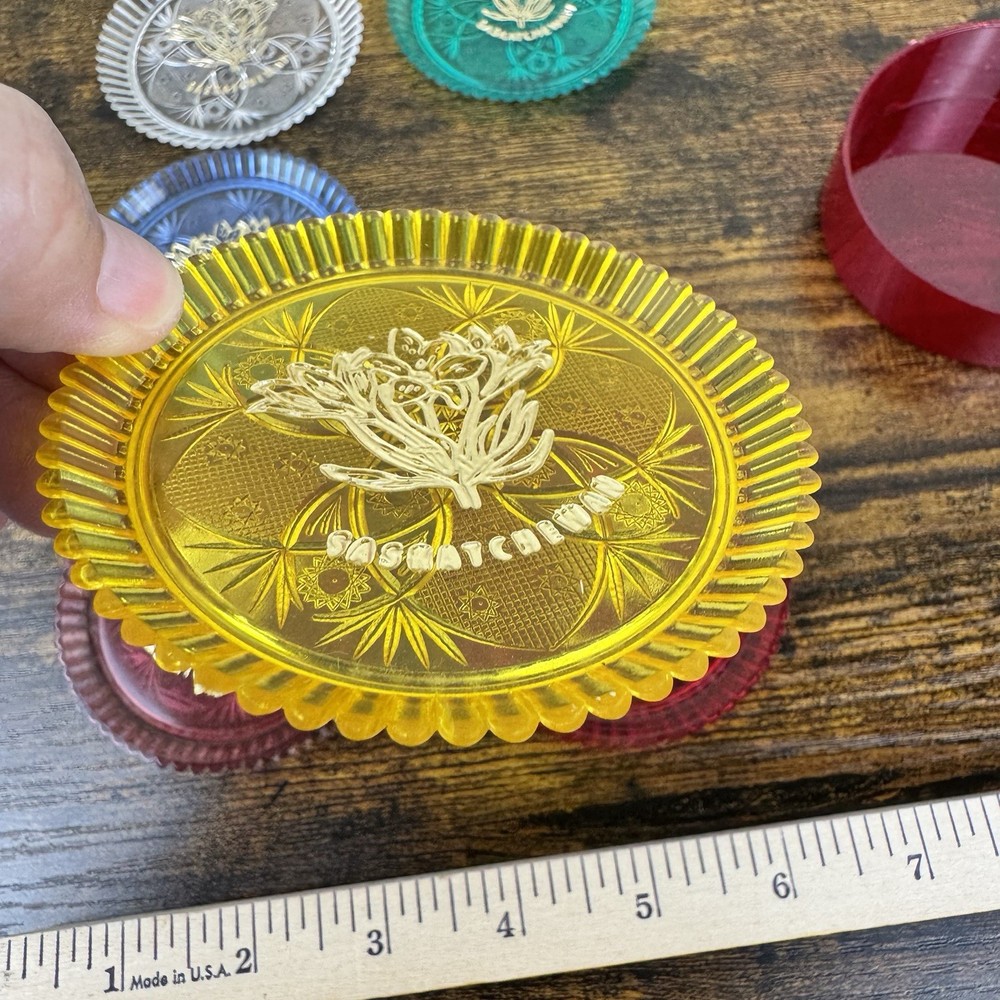 Saskatchewan Canada Plastic Coaster Set Prairie Plastics Vintage 6 pc