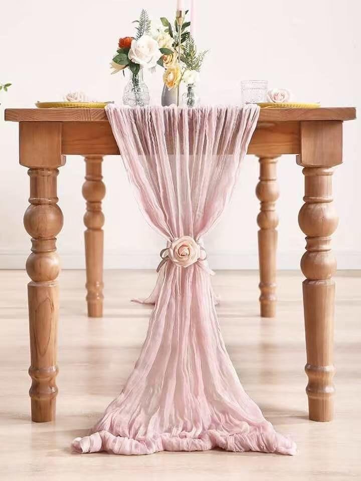 12Pack Light Pink Table Runner 10Ft Cheesecloth Table Runner Boho Gauze Table Ru